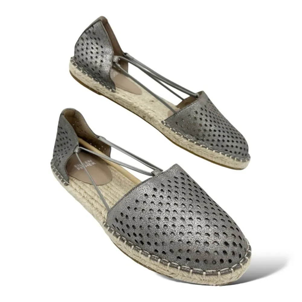 Eileen Fisher Metallic Mica Lee 2‎ D’Orsay Espadrille Flat Sandal Shoe 9.5